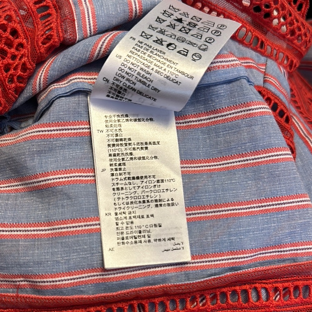 Sandro Red and Blue Striped Women's Top - Picture 6 of 8